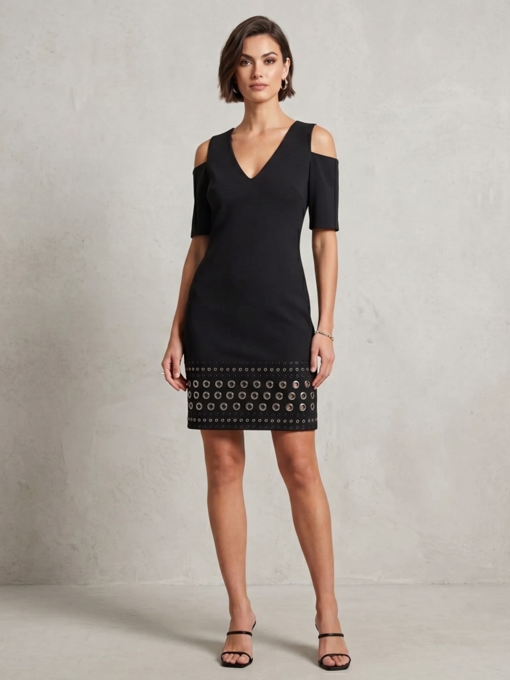 BODELL Elegant Black Cold Shoulder Dress silver Gromit